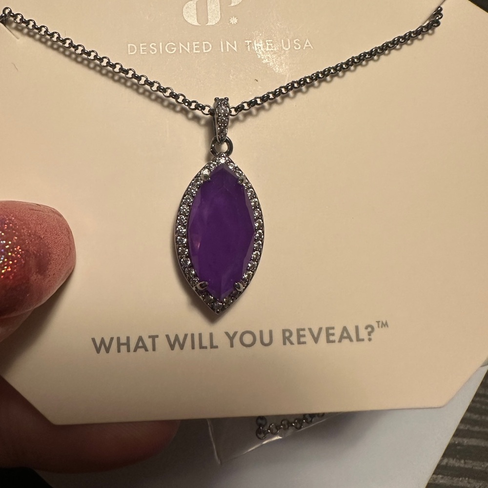 Bomb Party The Football Necklace Amethyst on Hematite - Picture 4 of 4